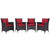 Modway Convene 4 Piece Outdoor Patio Dining Chairs Eei 2190 Exp Red Set