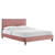 Modway Leah Chevron Tufted Performance Velvet King Platform Bed Dusty Rose Mod 7009 Dus