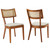 Modway Caledonia Fabric Upholstered Wood Dining Chair Set Of 2 Walnut Beige Eei 6080 Wal Bei