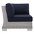 Sunbrella Outdoor Patio Wicker Rattan Corner Chair By ModernWay 5-3970-12-NAV