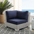 Sunbrella Outdoor Patio Wicker Rattan Corner Chair By ModernWay 5-3970-12-NAV