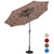 10 Feet Patio Solar Umbrella With Crank And Led Lights-Tan OP70737CF By CW