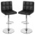 Set Of 2 Square Swivel Adjustable Pu Leather Bar Stools With Back And Footrest-Black HW66492BK-2 By CW