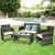 4 Pcs Patio Rattan Furniture Set Top Sofa With Glass Table White Hw63238Wh By Cw