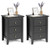 Set Of 2 Nightstand End Beside Table Drawers-Black HW61313BK-2 By CW