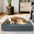 Orthopedic Dog Bed With Headrest And Removable Washable Cover Grey Pu10032Gr By Cw
