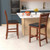 Set Of 2 Counter Height Bar Chair Kitchen Island Stool With Backrest And Footrest-Walnut JV11407BN By CW