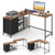 L-Shaped Computer Desk With Power Outlet For Working Studying Gaming-Rustic Brown CB10583US-CF By CW