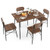 5 Piece Dining Table Set Rectangular With Backrest And Metal Legs For Breakfast Nook-Rustic Brown KC56633BN By CW