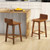 Wood Bar Stools Set Of 2 With Solid Back And Seat Brown Jv11387 By Cw
