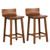 Wood Bar Stools Set Of 2 With Solid Back And Seat-Brown JV11387 By CW