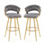 29 Inch Velvet Bar Stool Set Of 2 With Woven Backrest And Gold Metal Legs-Gray JV11440GR-2 By CW