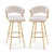 29 Inch Velvet Bar Stool Set Of 2 With Woven Backrest And Gold Metal Legs-Beige JV11440WH-2 By CW