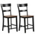 Farmhouse Dining Bar Stool Set Of 2 With Solid Rubber Wood Frame-Black JV11659BK By CW