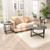 3-Piece Coffee Table Set Round Coffee Table And 2Pcs Square End Tables-Gray JV11013GR By CW