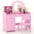 Kids Vanity Table And Chair Set With Shelves Drawer And Cabinet-Pink HY10160PI By CW