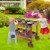 Outdoor Movable Mud Kitchen With 2 Rolling Wheels And 1 Push Handle Natural Ty347733Na By Cw