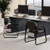 Waiting Room Chair Set Of 2 Reception Chairs With Sled Base And Padded Arm Rest Black Cb10596Dk 2 By Cw