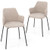 Dining Chairs Set Of 2 With Curved Backrest Wide Seat And Armrests-Beige JV11535WH-2 By CW