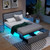Full Queen Twin Size Bed Frame With Led Lights Drawer And Metal Slats Full Size Hu10701Gr F By Cw