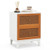Boho Accent Table Nightstand With 2 Handwoven Rattan Decorated Drawers-White HU10462WH By CW