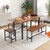 5 Piece Dining Table Set For 4 6 With 2 Benches 2 Stools For Kitchen Dining Room Walnut Kc56880Ht By Cw