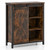 32 Inch Farmhouse Sideboard Buffet Cabinet With Sliding Barn Door And Adjustable Shelves-Rustic Brown JV11383CF By CW