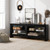 Corner Tv Stand With Power Outlet And 4 Open Storage Shelves-Black HV10492US-DK By CW