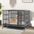 48 Inch Foldable Heavy Duty Metal Dog Cage With Lockable Rolling Casters And Tray 48 Inches Pu10040Bk By Cw