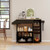 Drop Leaf Mobile Kitchen Island Cart With Power Outlet And Adjustable Shelf-Black And Natural KC56865US-BK By CW
