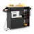 Drop Leaf Mobile Kitchen Island Cart With Power Outlet And Adjustable Shelf-Black And Natural KC56865US-BK By CW