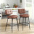 Set Of 2 Bar Stools With Padded Seat And Footrest For Kitchen Island-Brown And Black JV11582BN-2 By CW