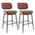Set Of 2 Bar Stools With Padded Seat And Footrest For Kitchen Island-Brown And Black JV11582BN-2 By CW