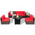 7 Pieces Patio Furniture Set With 28 Inches 50000 Btu Propane Gas Fire Pit Table-Red HW67937RE+NP10211US-BK By CW