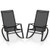 2 Pieces Patio Rocking Chairs Outdoor Sling Fabric Rockers With Ergonomic Backrest And Seat-Black NP11409DK-2 By CW