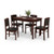 5-Piece Dining Set For 4 With Rubber Wood Legs For Small Dining Room-Brown KC57178CH By CW