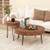 Set Of 2 Solid Wood Ring Pattern Farmhouse Round Coffee Tables Brown Jv11849Cf By Cw