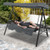 Convertible 3-Seat Patio Porch Swing Chair To Flat Bed With Adjustable Canopy-Gray NP11716GR By CW