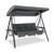 Convertible 3-Seat Patio Porch Swing Chair To Flat Bed With Adjustable Canopy-Gray NP11716GR By CW