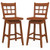 Counter Height Barstools Set Of 2 With 6-Grid Hollow Back And Seat-Brown JV12101BN-24 By CW