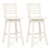 Counter Height Barstools Set Of 2 With Footrest For Kitchen Island Bar-Cream White JV12100WH-24 By CW
