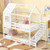 Twin House Bed With Stairs And Roof For Kids White Hu10799Wht By Cw