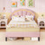 Upholstered Led Bed Frame With Adjustable Flower Headboard And Metal Support Feet Pink-Full Size HU10863PI-F By CW
