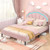 Upholstered Led Bed Frame With Adjustable Flower Headboard And Metal Support Feet Pink Queen Size Hu10863Pi Q By Cw