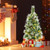 3 Ft Pre-Lit Artificial Mini Christmas Tree With 98 Flocked Pvc And Pine Needles CM25037 By CW