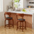 Swivel Bar Stools Set Of 2 With Rubber Wood Frame And Upholstered Seat 24 Inch Jv11964Es 24 By Cw
