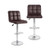 Modern Bat Stools Set Of 2 With Back And Heavy-Duty Metal Base And Footrest-Brown JV12125BN By CW