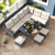 7 Pieces Patio Dining Furniture Set With Soft Cushions And Ottomans White Hw72354Wh By Cw
