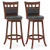 Wood Swivel Bar Stools Set Of 2 With Faux Leather Upholstered Seat And Back-Brown KC57781ES-29 By CW