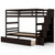 Twin Over Twin Bunk Bed With Storage Stairs And Drawers-Coffee HU10963CF+ By CW